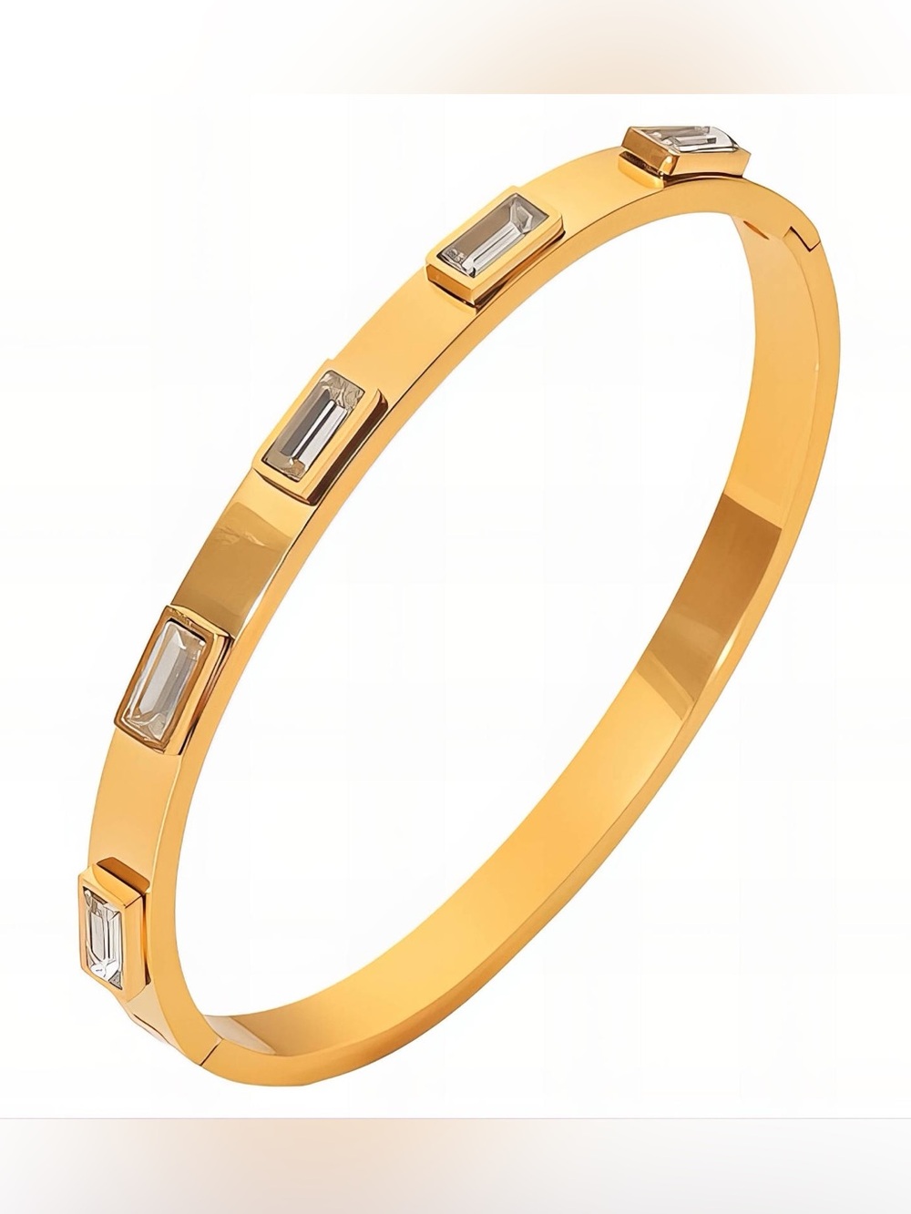 18K Gold Plated Stainless Steel with Cubic Zirconia Cuff Bracelet - NWT